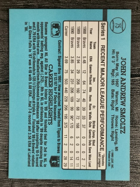 1991 Donruss #75 John Smoltz