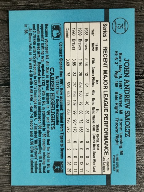 1991 Donruss #75 John Smoltz