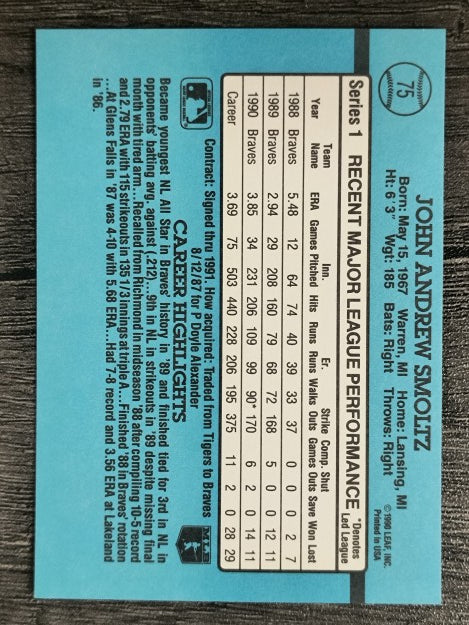 1991 Donruss #75 John Smoltz