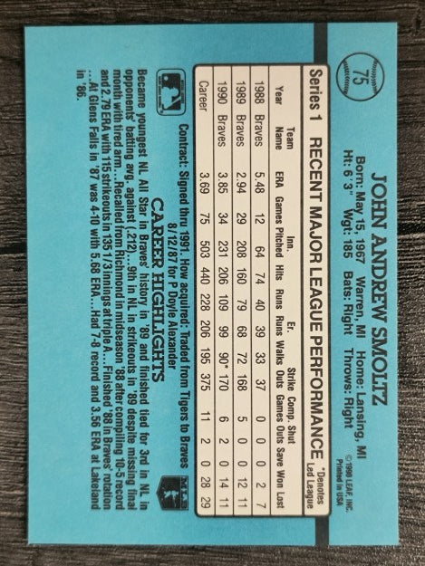 1991 Donruss #75 John Smoltz