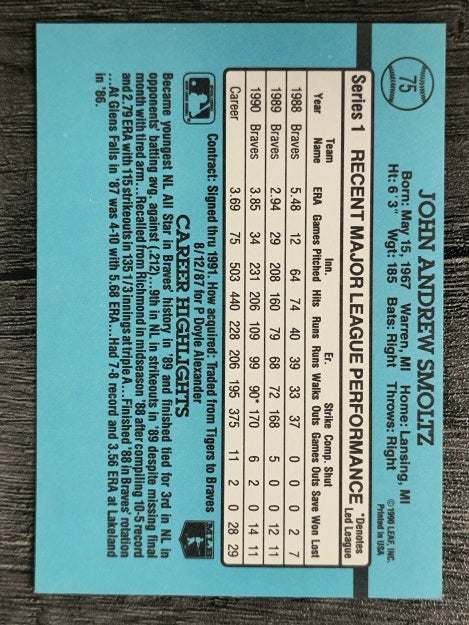 1991 Donruss #75 John Smoltz