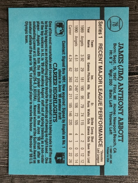 1991 Donruss #78 Jim Abbott