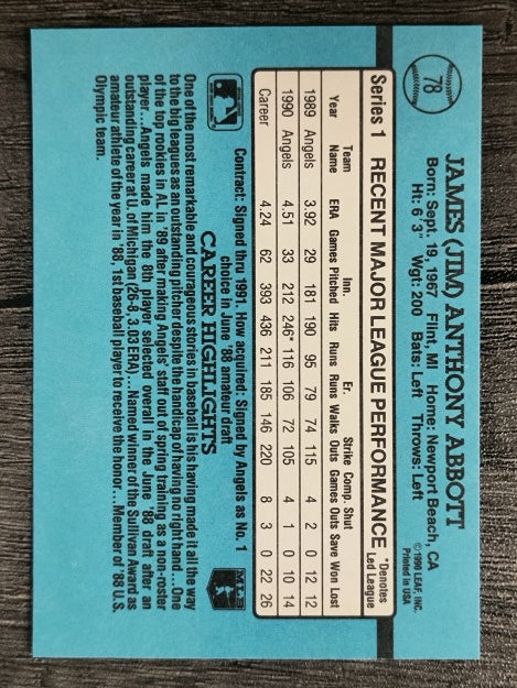 1991 Donruss #78 Jim Abbott