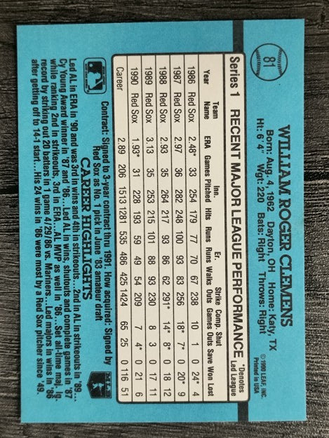 1991 Donruss #81 Roger Clemens