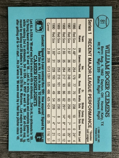 1991 Donruss #81 Roger Clemens