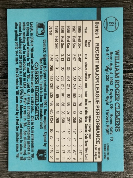 1991 Donruss #81 Roger Clemens