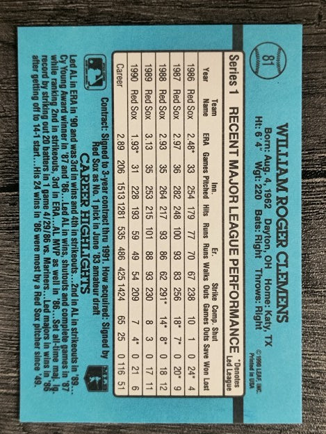 1991 Donruss #81 Roger Clemens