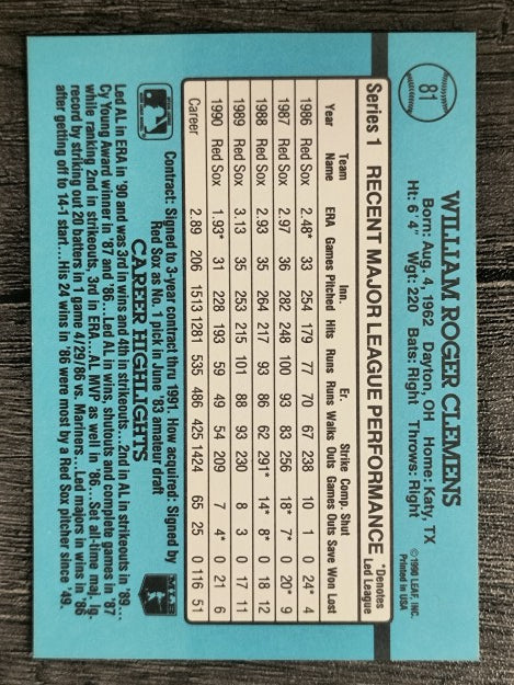 1991 Donruss #81 Roger Clemens