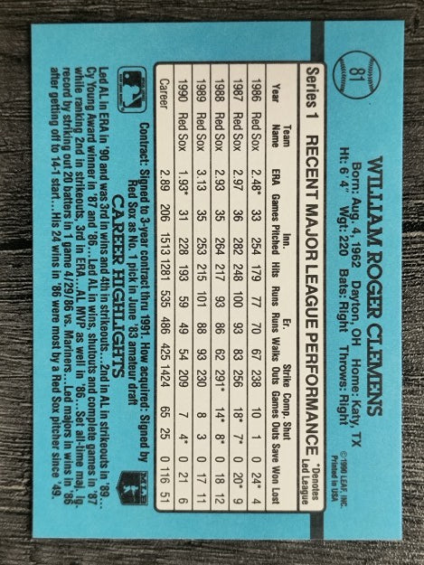 1991 Donruss #81 Roger Clemens