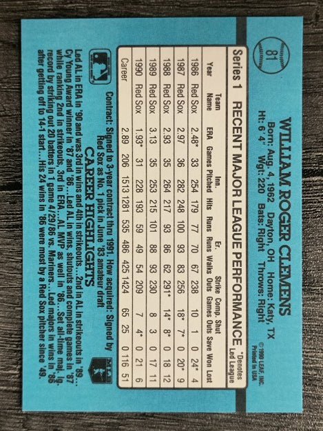 1991 Donruss #81 Roger Clemens