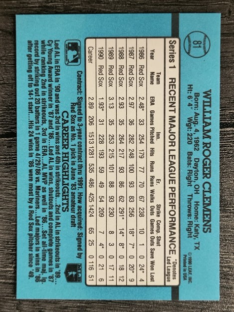 1991 Donruss #81 Roger Clemens