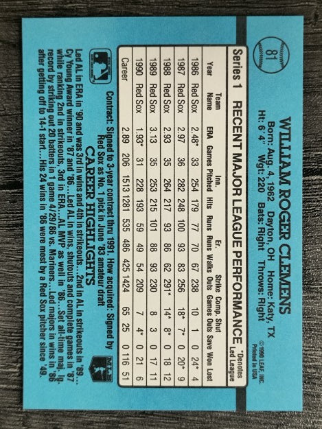 1991 Donruss #81 Roger Clemens