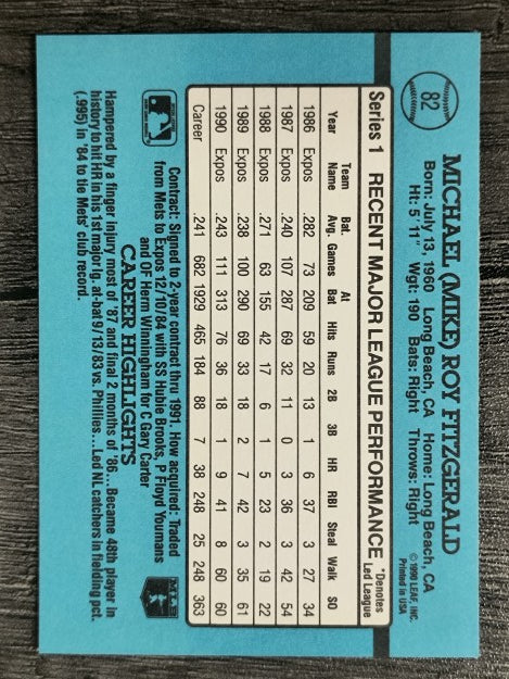 1991 Donruss #82 Mike Fitzgerald