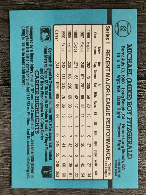 1991 Donruss #82 Mike Fitzgerald