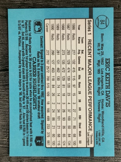 1991 Donruss #84 Eric Davis