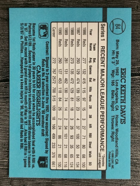 1991 Donruss #84 Eric Davis