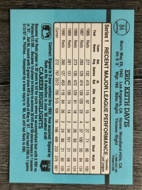 1991 Donruss #84 Eric Davis