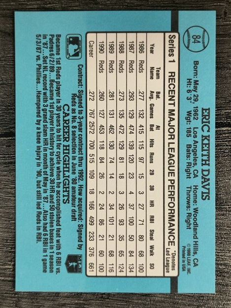 1991 Donruss #84 Eric Davis