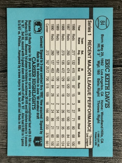 1991 Donruss #84 Eric Davis