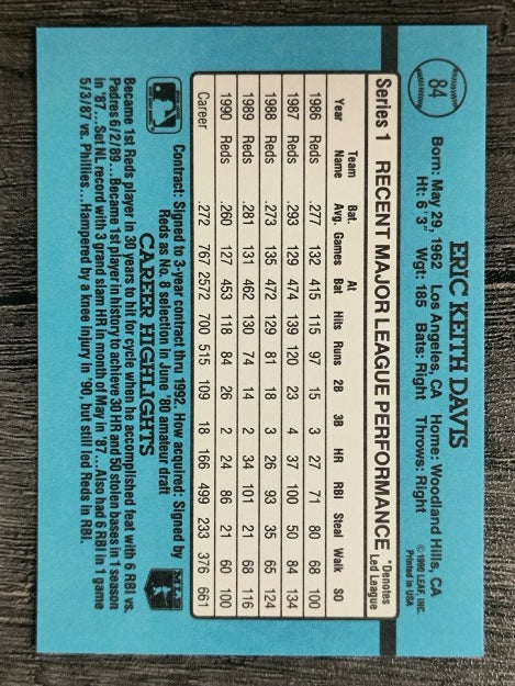 1991 Donruss #84 Eric Davis