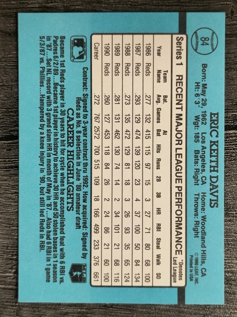 1991 Donruss #84 Eric Davis