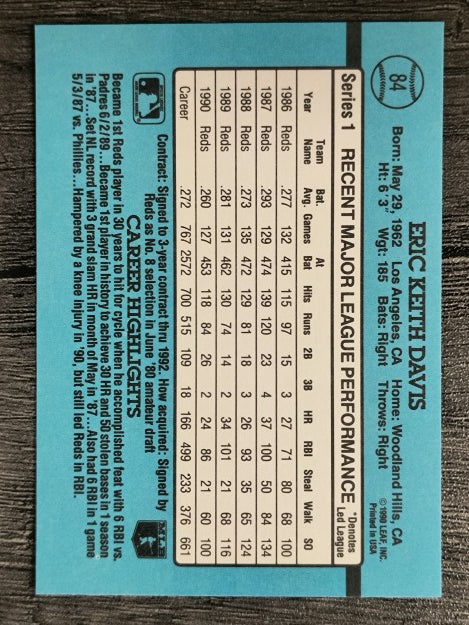 1991 Donruss #84 Eric Davis