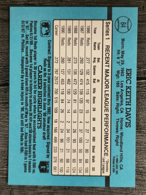 1991 Donruss #84 Eric Davis