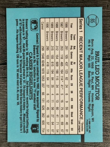 1991 Donruss #85 Paul Molitor