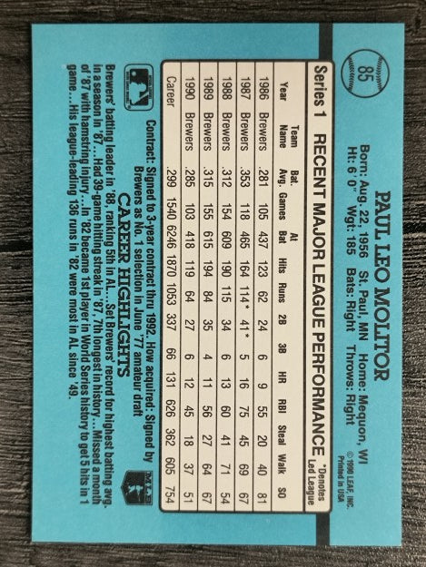 1991 Donruss #85 Paul Molitor