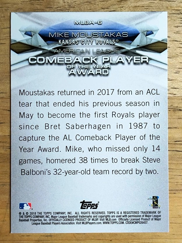 2018 Topps MLB Awards Blue #MLBA6 Mike Moustakas