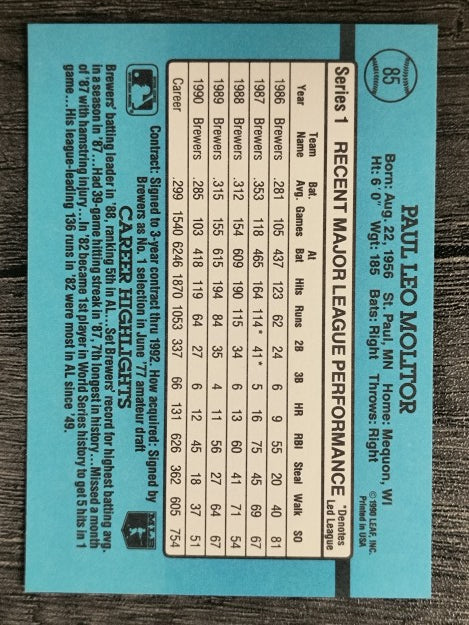 1991 Donruss #85 Paul Molitor