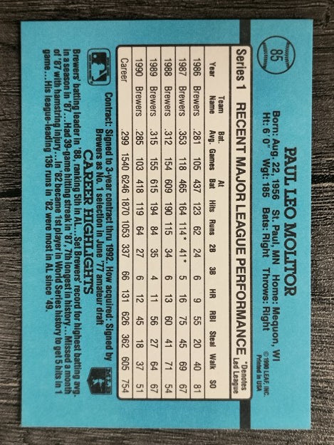 1991 Donruss #85 Paul Molitor