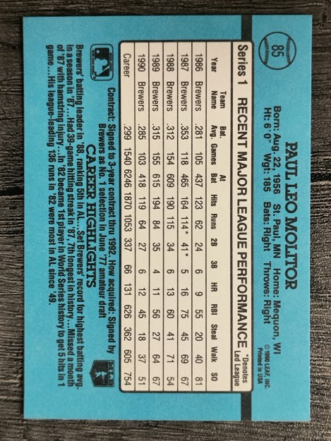 1991 Donruss #85 Paul Molitor
