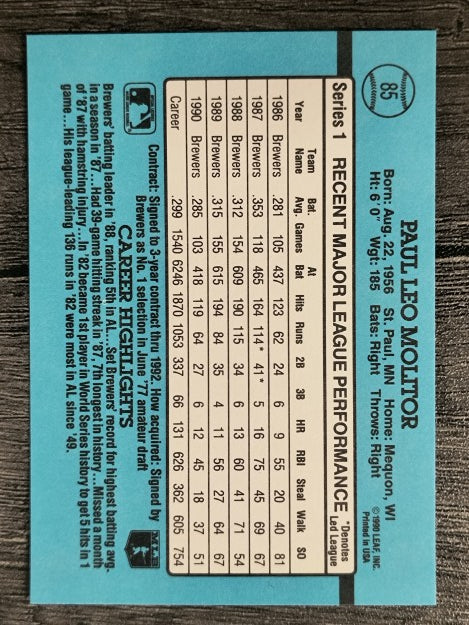 1991 Donruss #85 Paul Molitor