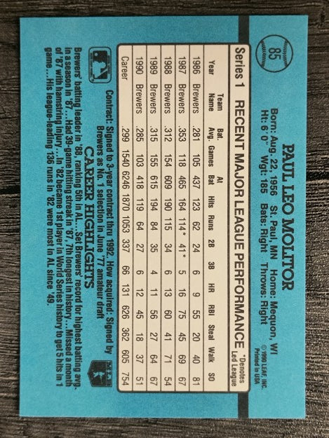 1991 Donruss #85 Paul Molitor