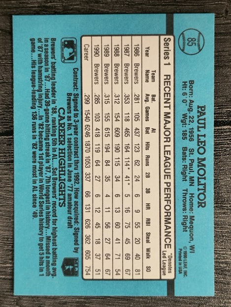 1991 Donruss #85 Paul Molitor