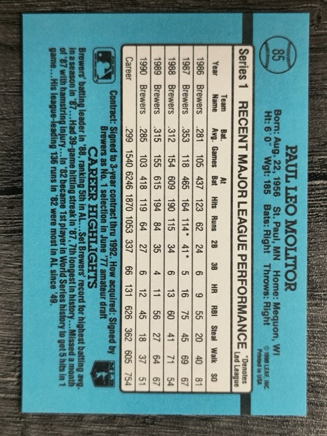 1991 Donruss #85 Paul Molitor
