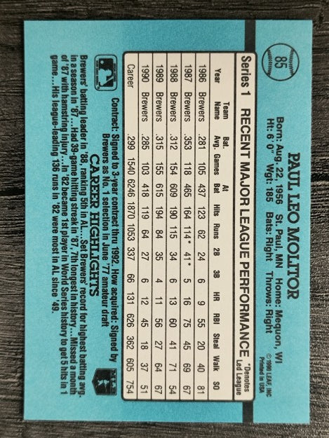 1991 Donruss #85 Paul Molitor