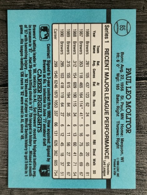 1991 Donruss #85 Paul Molitor