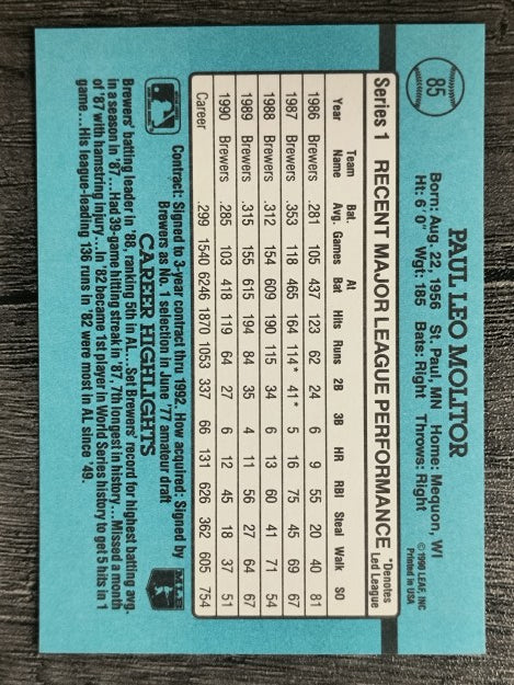 1991 Donruss #85 Paul Molitor