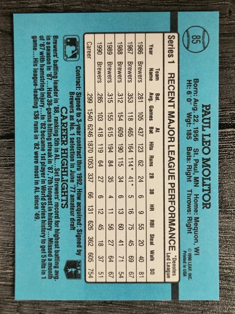 1991 Donruss #85 Paul Molitor