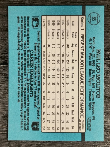 1991 Donruss #85 Paul Molitor