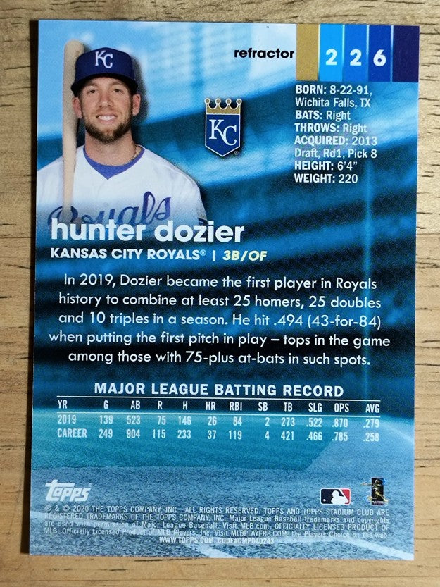 2020 Stadium Club Chrome Refractors #226 Hunter Dozier
