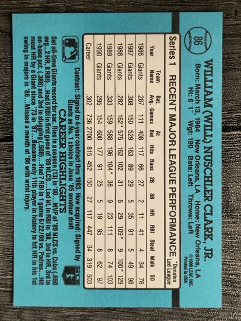 1991 Donruss #86 Will Clark