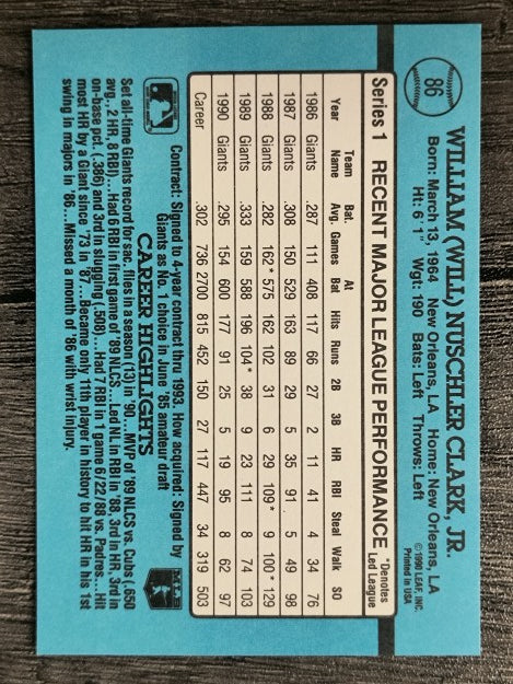 1991 Donruss #86 Will Clark