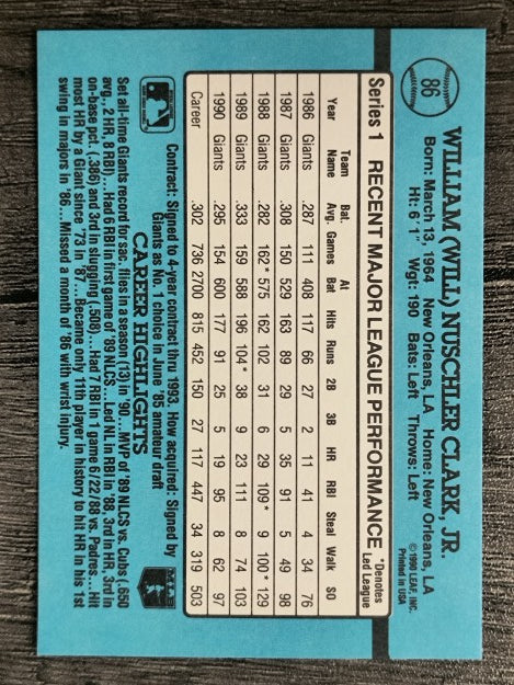 1991 Donruss #86 Will Clark