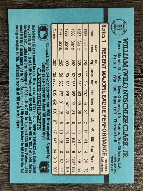 1991 Donruss #86 Will Clark