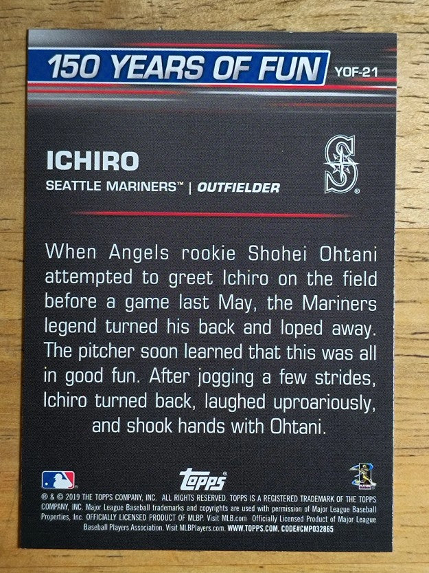 2019 Topps Opening Day 150 Years of Fun #YOF21 Ichiro Suzuki