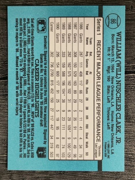 1991 Donruss #86 Will Clark
