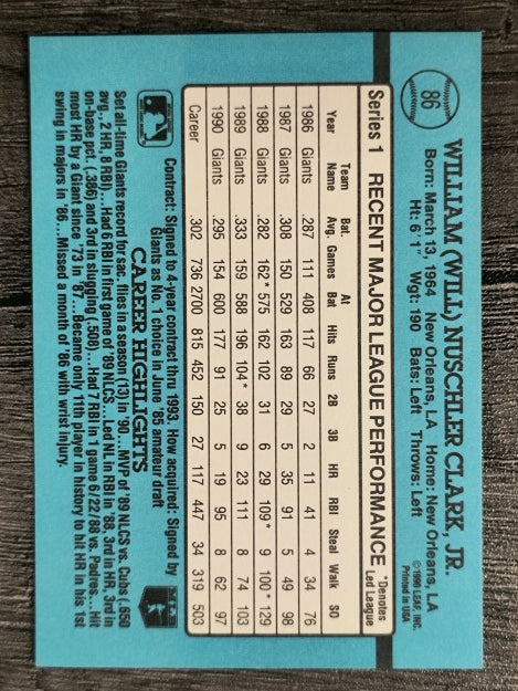 1991 Donruss #86 Will Clark